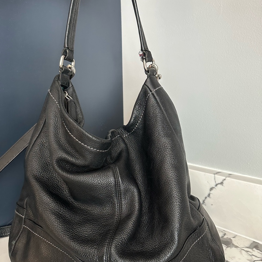 Coach Black Leather Hobo Bag